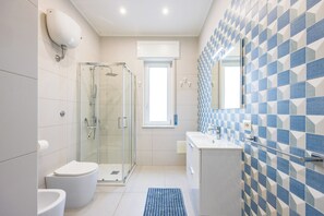 Ducha, secador de pelo, bidé y toallas