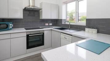 Fridge, microwave, dishwasher, toaster