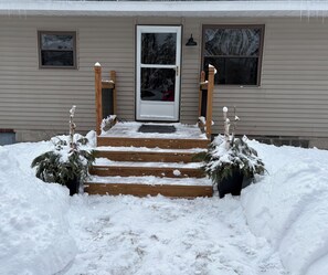 Exterior detail - Cozy Lodge on 10 acres- Sleeps 9, Newly Renovated, Game Room, Lg Deck, Irons MI. (Irons)