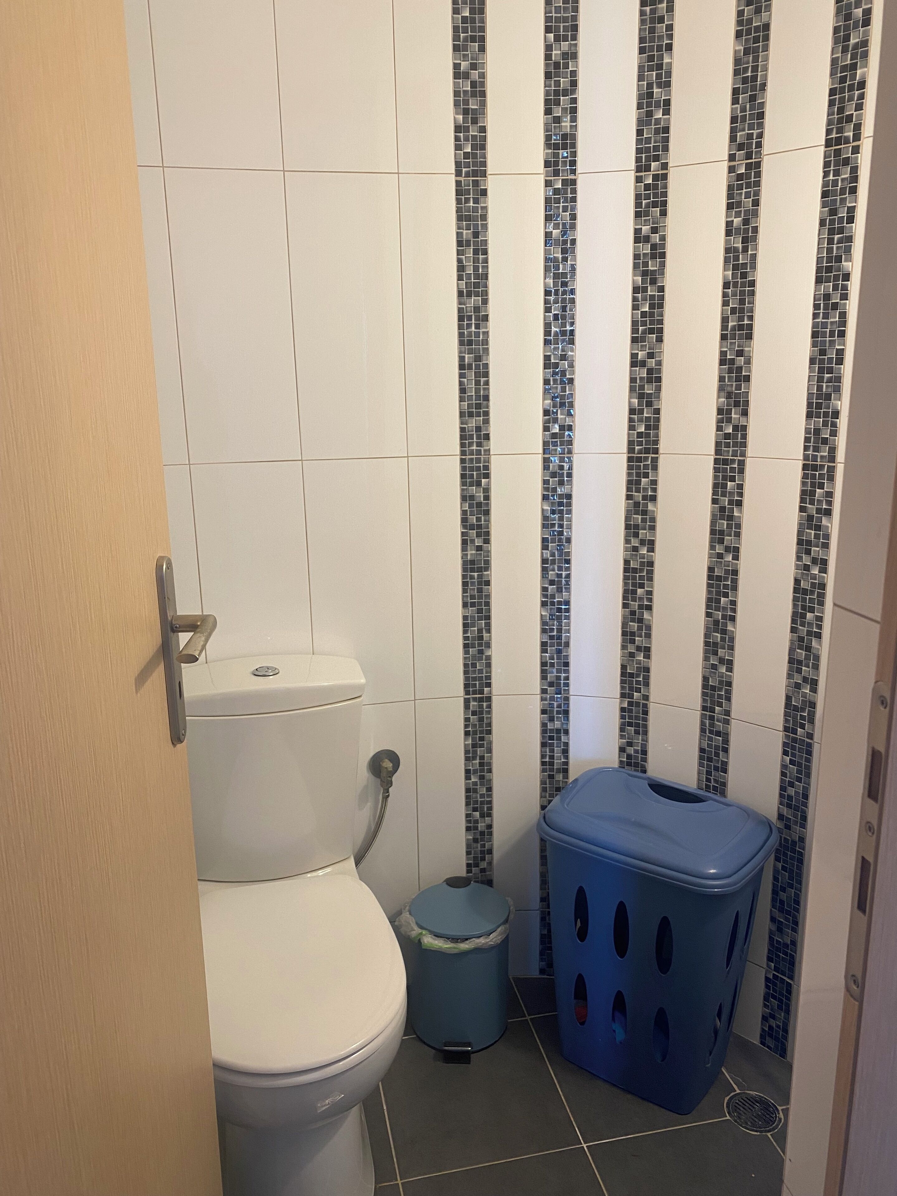 Hair dryer, towels, toilet paper