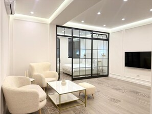 Signature-Apartment, 1 Schlafzimmer, Nichtraucher, Küche | Wohnzimmer