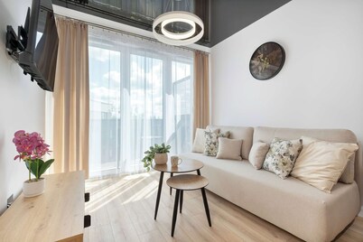 Stylish Apartment in Gdansk | Balcony with Water View