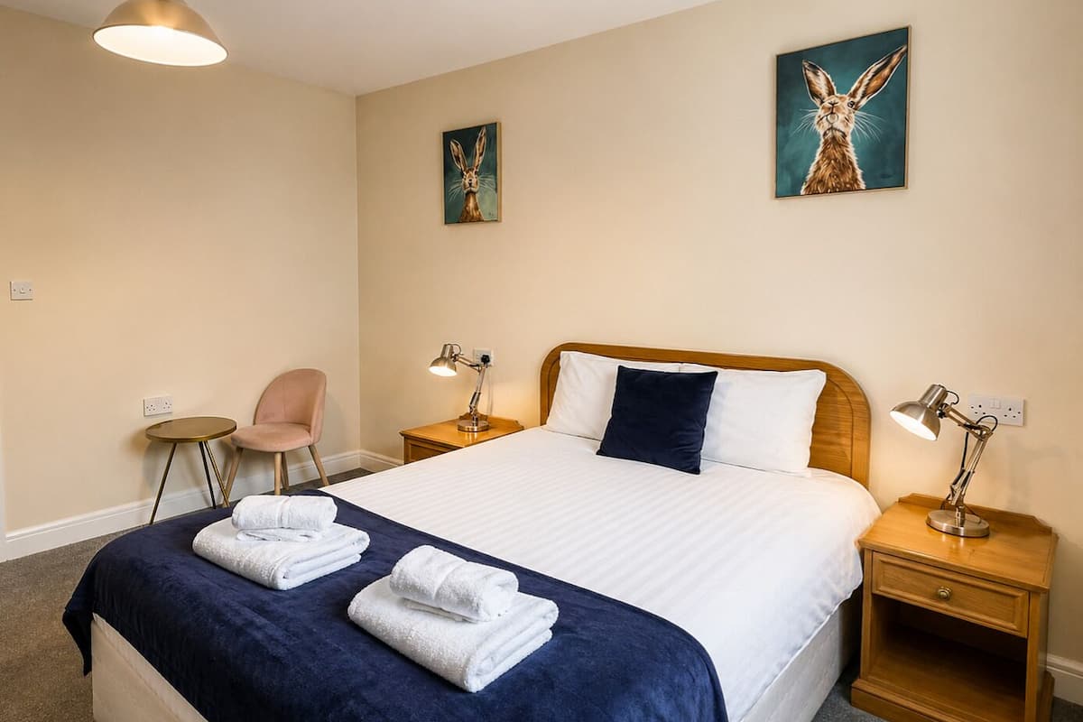Laptop workspace, free WiFi, bed sheets