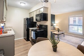 Fridge, dining tables