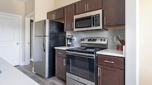 Fridge, dining tables