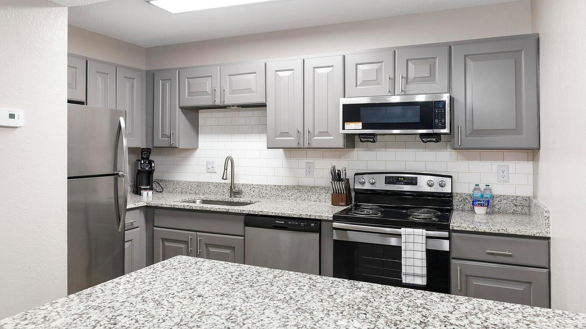 Fridge, dining tables
