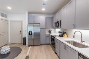 Fridge, dining tables