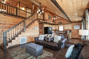 Smart TV, fireplace, foosball