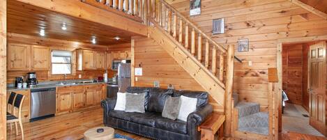 TV connectée, cheminée, livres