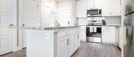 Fridge, dining tables