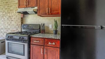 Fridge, dining tables