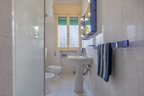Dusche, Haartrockner, Bidet, Handtücher