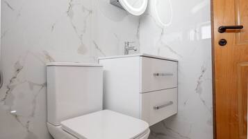 Ducha, secador de pelo y toallas