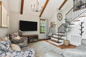 TV, fireplace, video games, offices