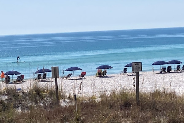 The water is beautiful from the condo or on the beach.