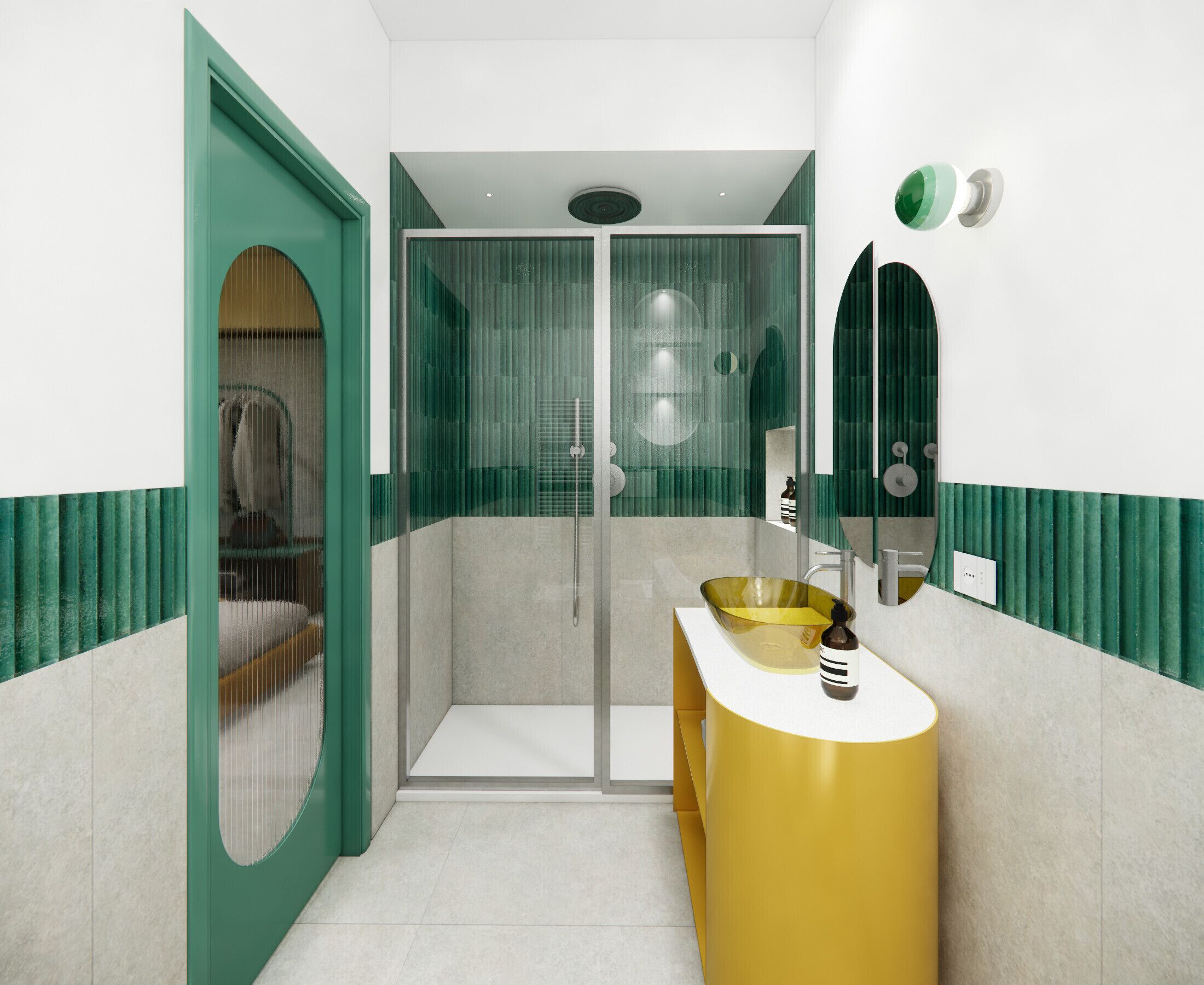 Een douche, een haardroger, handdoeken