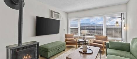 TV, fireplace