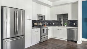 Fridge, dining tables