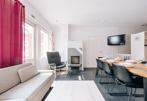 TV, fireplace
