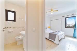 Hair dryer, towels, toilet paper