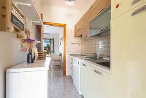 Fridge, cookware/dishes/utensils