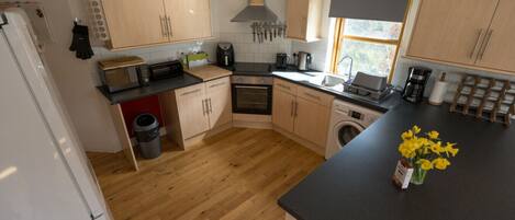 Fridge, microwave, oven, dishwasher