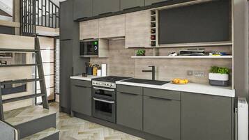 Fridge, oven, stovetop, toaster