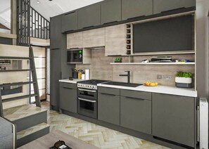 Fridge, oven, stovetop, toaster
