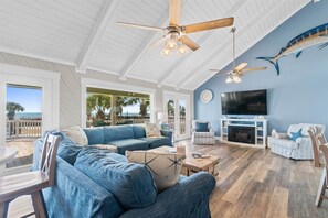 Télévision, cheminée, jeux vidéo, livres