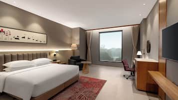 Premium bedding, down comforters, memory foam beds, minibar