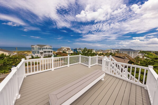 Terrace/patio - Ocean Overlook - 8 bedroom 7 bath, pool home with ocean views (Virginia Beach)