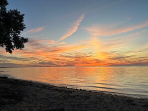 Plage, chaises longues, serviettes de plage