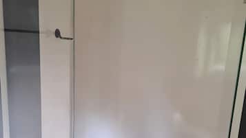 Regadera, toallas, papel de baño