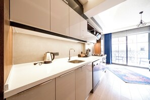 Fridge, oven, stovetop, dishwasher