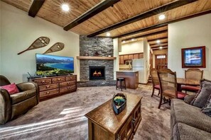 TV, fireplace - Cozy Tahoe Retreat with Stunning Lake Views & Private Patio- #11 (Kings Beach)