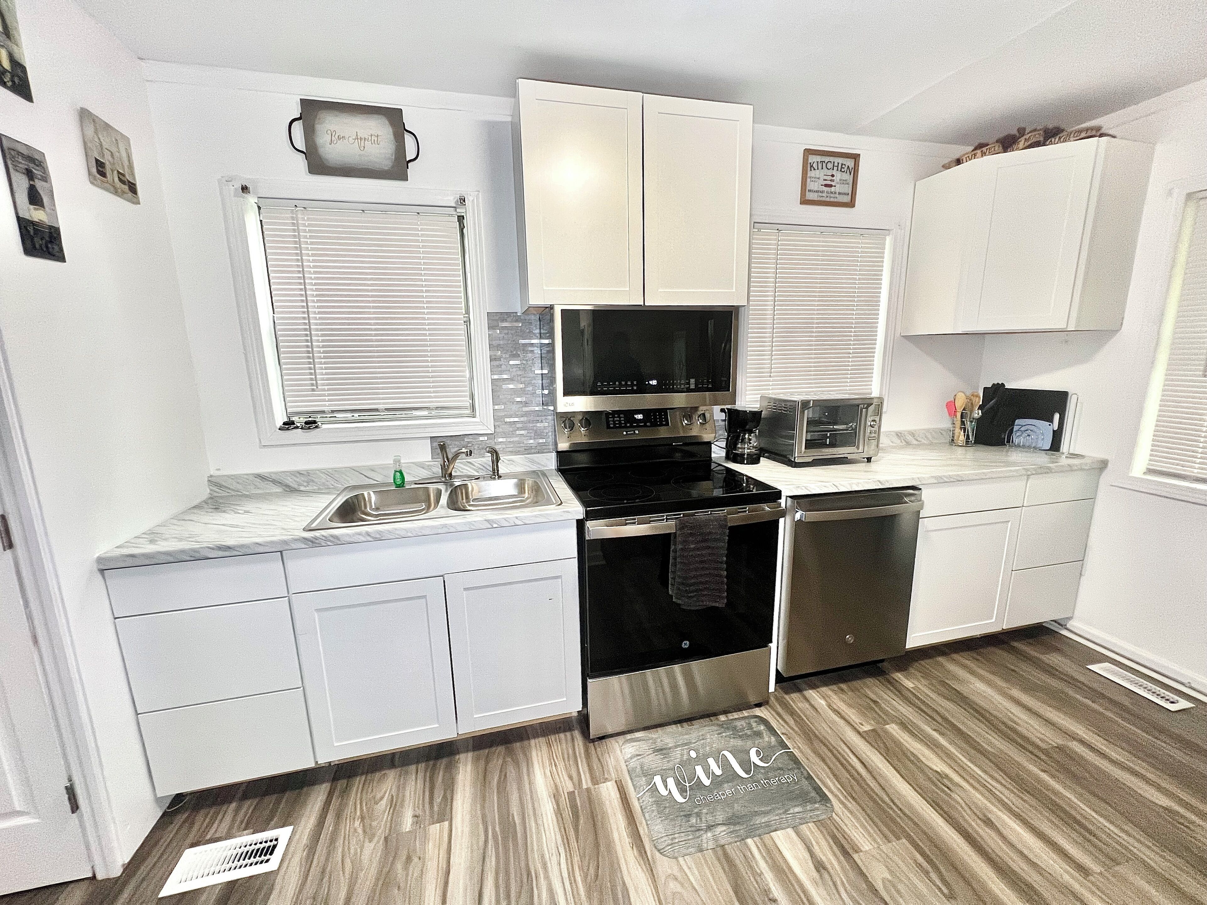 Microwave, oven, stovetop, dishwasher