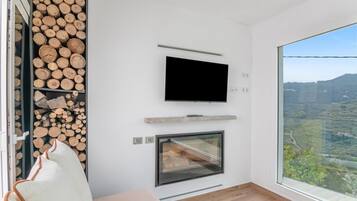 Televisie en een open haard