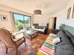 Télévision, cheminée, livres