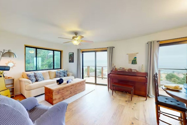 Smart TV, table football, books, stereo - Sea Escape at Spruce Overlook, a comfortable home with an amazing ocean view. (Whitethorn)