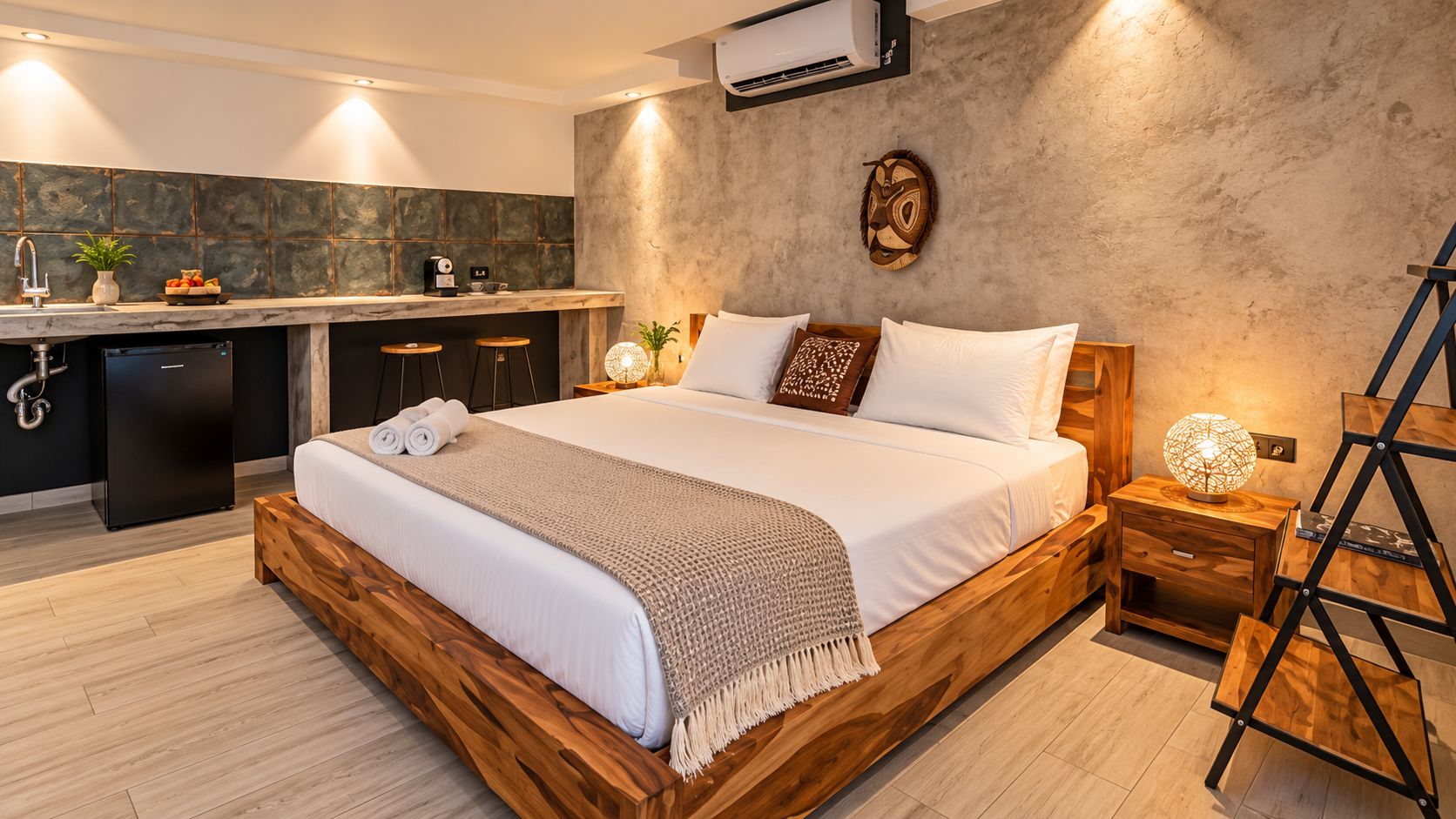 Family Suite bedroom with air conditioning and kitchenette, Villa Noelia, Saboga Island