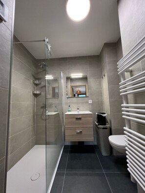 Shower, towels - Apartment 'Petite Grange 202' with Mountain View, Private Terrace and Wi-Fi (Unknown)