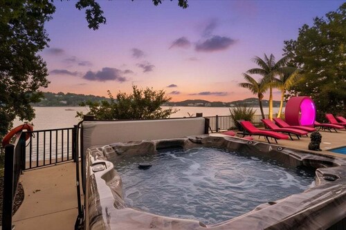 Luxury Lakefront Escape w/ Heated Pool, Hot Tub & Theater