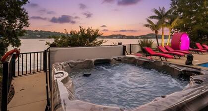 Luxury Lakefront Escape w/ Heated Pool, Hot Tub & Theater
