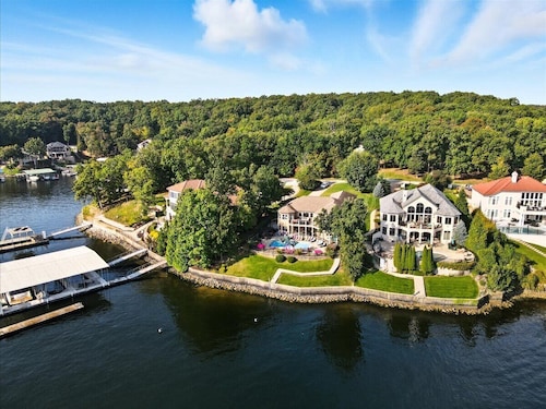 Luxury Lakefront Escape w/ Heated Pool, Hot Tub & Theater