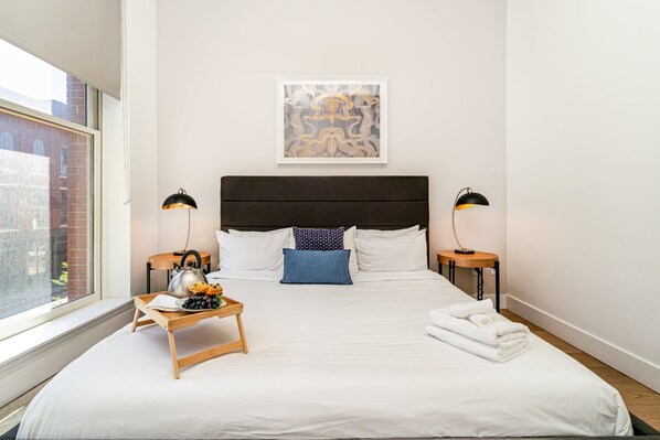 4 bedrooms, desk, iron/ironing board, travel cot