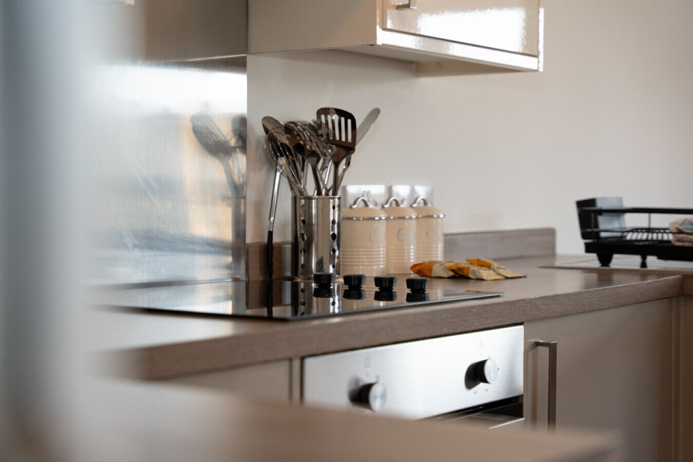 Fridge, microwave, oven, toaster