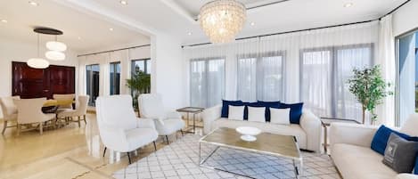 Luxury Villa, Balcony, Beach View | Living area