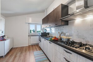 Family Apartment, Multiple Bedrooms (Matta Apartment 400m From The Lake) | Private kitchen | Fridge, oven, stovetop, dishwasher