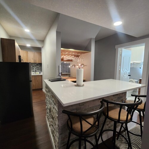 Modern luxury private  suite  w/modern bar, cozy washroom and bedroom -no stairs