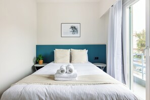 Appartement, 1 tweepersoonsbed, keuken, uitzicht op de stad | Luxe beddengoed, een kluis op de kamer, verduisterende gordijnen